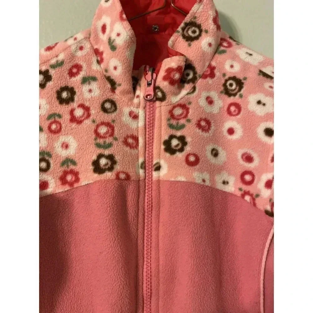 OSHKOSH B’GOSH PINK/PINK WITH FLOWERS REVERSIBLE GIRLS JACKET SIZE 6